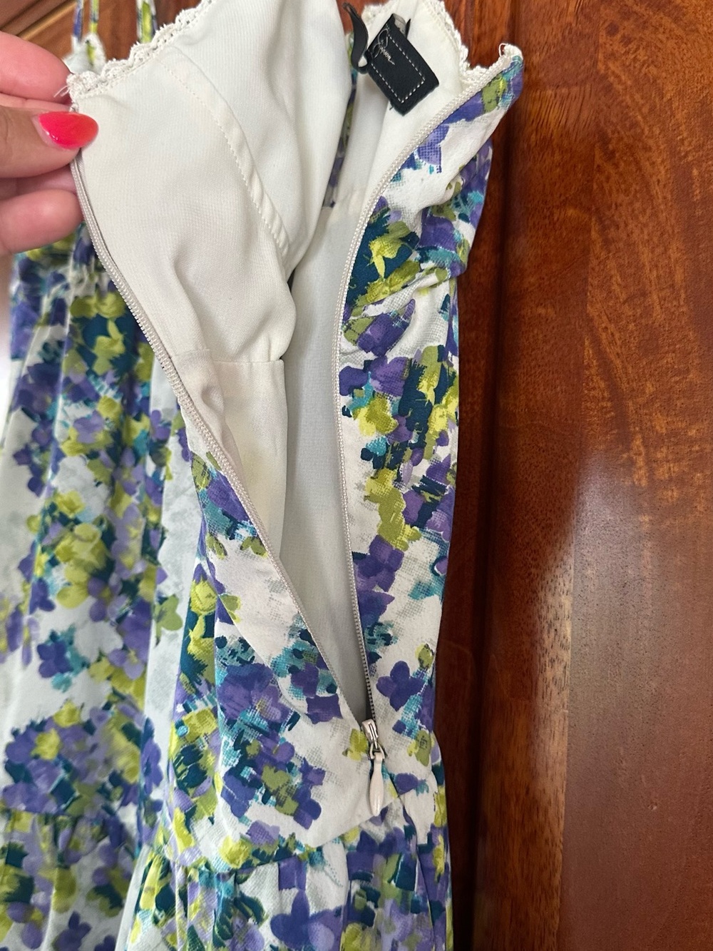 Jessica Simpson White Floral Sundress with Blue and Green Print - Picture 6 of 9